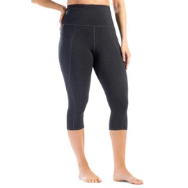 Fishers Finery Yoga High Waist Workout Capri with Pockets - Everyday Athleisure Essentials (H Gray, S)
