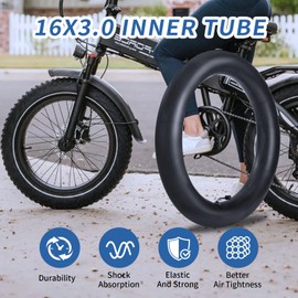 16x3.0 Inner Tube with 65°Angled Valve Stem, Replacement Bike Tube Compatible with 16x3.0 16x3.25 16x3.5 E-Bikes Unicycles Electric Scooters Mopeds Kids Chopper Bikes and Folding Bikes Pack of 2