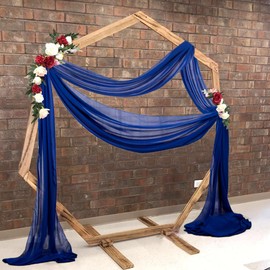 CHHEART Cortina de tela de gasa azul real para arco de boda de 20 pies de gasa para telón de fondo de boda de techo, 2 paneles de tela de gasa transparente para fiesta ceremonia arco etapa