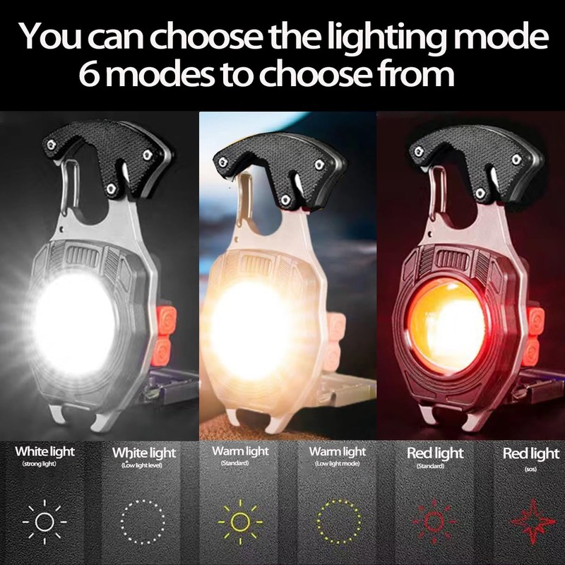 COB Keychain Work Light Keychain Flashlights 7 Light Modes 1600Lumen,Portable