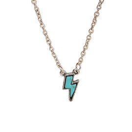 Fuqimanman2020 Western Turquoise Cowboy Cowgilrs Lightning Pendant Necklace Bull Head Bar Y Necklace for Women Gemstone Cattle Bohemian Tribal Jewelry for Mother's Day Gift-Lightning