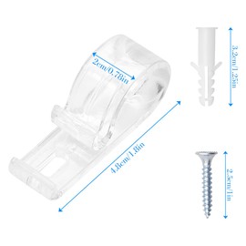 GLADFRESIT 4 Sets Roman Blind P Clips, Plastic Clear Roller Blind Clips with 4 Screws and 4 Pillars, Safety Chain Cord Hooks for Vertical and Roman Roller Curtain