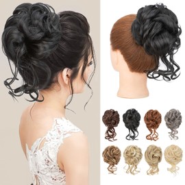 Benehair Dutt Haarteil mit Klammer Natürlich Messy Bun Haarteile für Dünnes Haar Synthetik Haar Scrunchies Haardutt Haarteile für Frauen Mädchen(Schwarz, 75g)