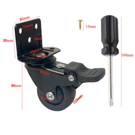 Set of 4 furniture castors with brake, heavy duty castors 50 mm, L-shaped castors for furniture, load capacity 50 kg per swivel castors, no traces and quiet, swivel castors made of TPR (thermoplastic