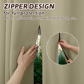 Arfntevss Outdoor Curtains for Patio Waterproof 2 Panels Blackout Curtains 120 inch Long with Zipper Top & Bottom Grommet Sun Blocking Outdoor Privacy Drape for Gazebo Porch Pergola (54x120, Khaki)