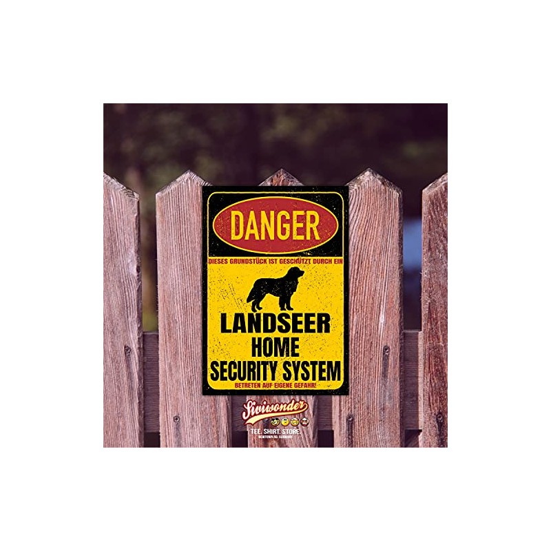 Landseer Sign Danger Security System Door Sign Dog Sign Warning