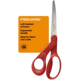 Fiskars All-Purpose Left-Handed Scissors, Gifts for Mom, Ergonomically Contoured, Stainless Steel, 8", Red