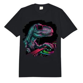 T Rex Dinosaur DJ Record Techno Music Tyrannosaurus Rex Comfort Colors Adult Heavyweight T-Shirt