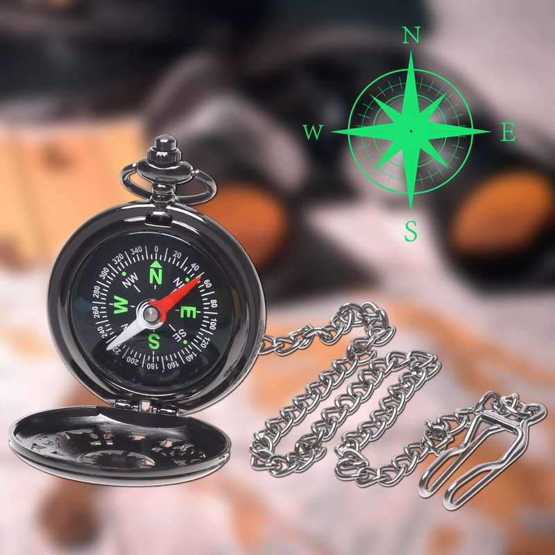 Eco-Fused コスプレ レトロ コンパス チェーンとフェイクレザーバッグ付き - トレッキング、バックパッキング、セーリング、スカウトのナビゲーションツール - スチームパンクコスチュームアクセサリー
