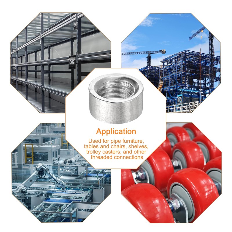sourcing map Round Weld Nuts, M8 x 12mm x 6mm