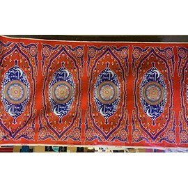 Traditional Egyptian Arabian (2 Yard / 182 CM) Khayameya - Khayamiya Print Tablecloth for Ramadan - Colorful Decor Decorative Decoration Ramadan Eid Fabric - Cushions (Red Blue)