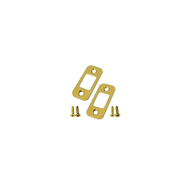 QCAA Solid Brass Deadbolt Strike Plate, Door Backplate, Round Corner,