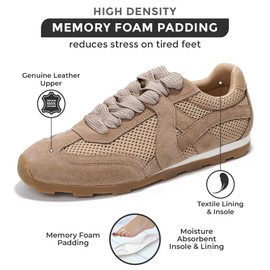 Project Cloud Genuine Leather Womens Shoes – Fashion Sneakers for Women 2025 Non-Slip with Comfortable Memory Foam Insole – Stylish and Lightweight Spring Shoes for Women (Tiger, TAUP, 9)