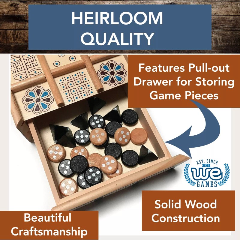 WE Games Royal Game of UR with Storage Drawers, Solid