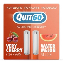 QuitGo Air Straw Watermelon Chew Habit Chew Stick – Plastic Reusable Natural Aid Straw to Curb Cravings & Breathe Freely:_CHERRY WATERMELON 2 PACK