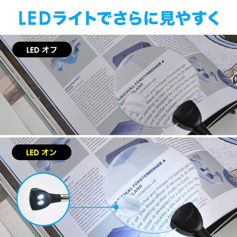 Sanwa Direct 400-LPE014 Stand Magnifying Magnifying Magnifier with LED Light,