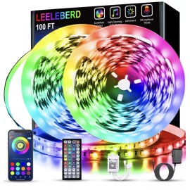 Leeleberd Led Lights for Bedroom 100 ft (2 Rolls of 50ft) Music Sync Color