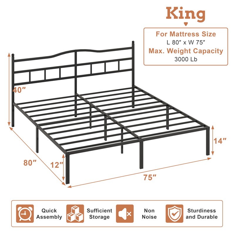 OSASET 14 inch King Bed Frame -Platform Bed Frame with