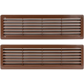 Vent Systems 18'' x 5'' Inch - Pack of 2 Dark Brown Door Air Registers - Two Sided Door Louvers - Ventilation Grille - Indoor Vent Grates - Bathroom, Cabinet, Garage Through The Door Vent Cover