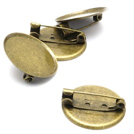 RuiLing Broche Broches Pin disco base disco en blanco grueso cabujón bandejas broches para insignia DIY joyería manualidades decoración accesorios, 100xBronze, 1