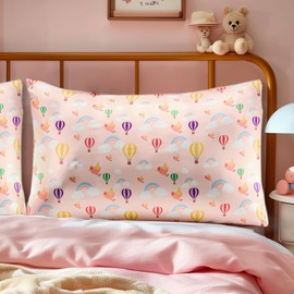 Lolalet Silk Pillowcase for Kids, Satin Pillow Cover with Envelope Closure, Standard Size 20x26 -Rainbow Ballons, 1 PC