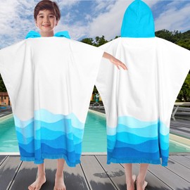 VOOVA & MOVAS Hooded Beach Towel for Boys| Girl | Teens (8-16Years), 100% Cotton Thick Poncho Towel Robe for Big Kids, Perfect for Pool, Beach,Waves Tassels