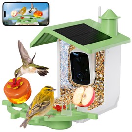 Smart Bird Feeder with Camera, AI Recognition and Solar Powered, Smart Camera Bird Feeder, 2K HD Live Video Cam, Auto Capture & Notify