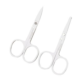 LORJE Facial Hair Small Grooming Scissors - Eyebrow, Nose Hair, Eyelashes, Ear Trimming Kit- Curved and Rounded Safety Tip Clippers for Nose Hair Cutting