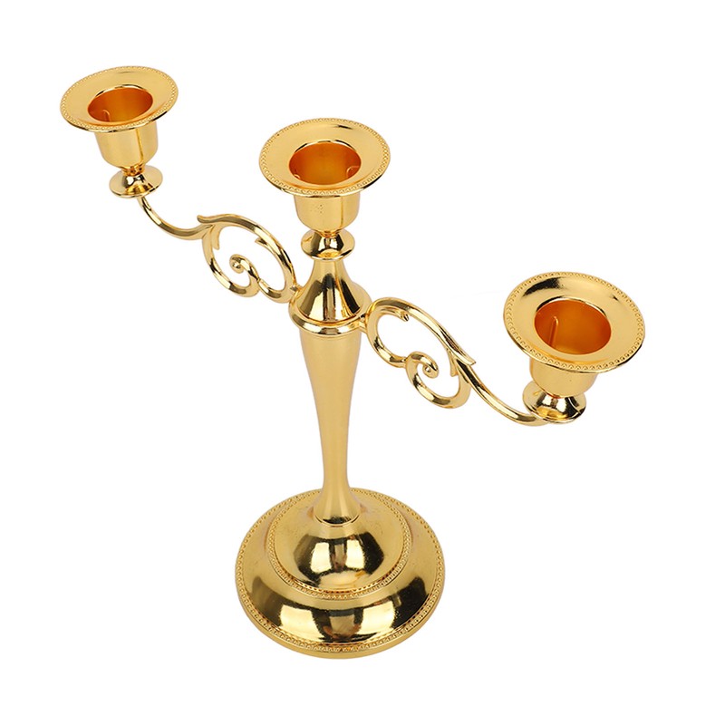 Metal Candle Holder 3 Arms High Gloss Retro Exquisite Candlestick