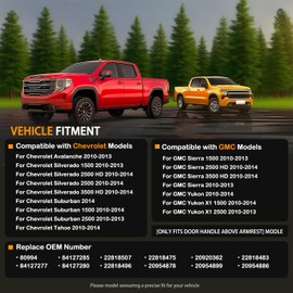 Front Left Driver Side Armrest Repair Kit Fit for Chevy Silverado Suburban Tahoe Avalanche for GMC Sierra Yukon 2010-2014 Door Panel with Release Handle Above Armrest (Driver Side, Black)