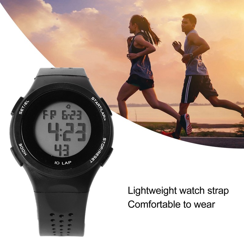 LED Digital Watch Waterproof Clear Display Breathable Strap Electronic Watch