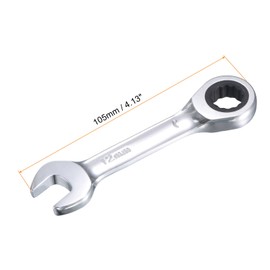 uxcell 12mm Stubby Ratcheting Combination Wrench Metric 72 Teeth 12 Point Box Ended Tools, CR-V
