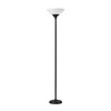 Adesso Black Torchiere Floor Lamp with Frosted White Shade –