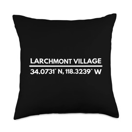 Larchmont Village Neighborhood Latitude Longitude Larchmont Village Los Angeles Coordinates Throw Pillow, 18x18, Multicolor