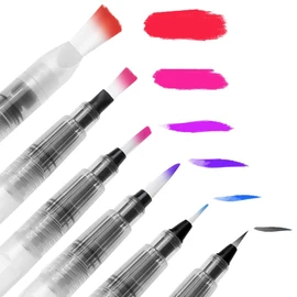 Watercolor Brush Set of 6 190mm Watercolor Pen Water Brush Watercolor Brush Pen Art Paint Brush Set Watercolor Pencils- Watercolor Pencils- Water Book, Tool, 6 Multipurpose Watercolor Brush Pens for Kids Beginners Writing Brush Painting (White)