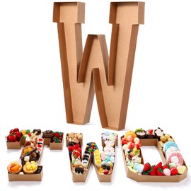 SiliFine 13.7''H Cardboard Letters Box for Charcuterie Birthday Fillable Paper Mache Candy Container Letter Box for Birthday Treats Festival Decorative Box (Letter W)