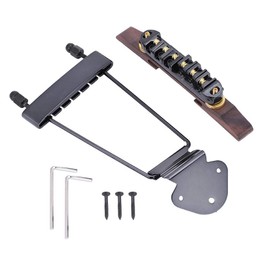 Dilwe Guitar Bridge Tailpiece, Rosewood Base Bridge with Roller for 6 String LP SG Jazz Guitar