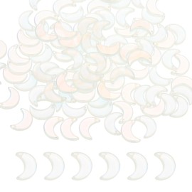 PATIKIL Moon Beads, 100Pcs Crystal Moon Beads Translucent Czech Glass Beads Spacer Bead for DIY Jewelry Making Bracelets Necklace, White