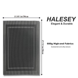 HALESEY Placemats Set of 6 Non Slip placemats for Kitchen Dining Room Indoor Heat Resistant Table mats Woven placemats(Woven Silver Grey)