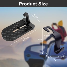 Comioke Car Pedal, Folding Car Door Pedal, Door Step Running Boards with U Hook Locking with Safety Hammer and 4 Plastic Hooks, for SUV, RV, Business Car, Family Car, Black (Load 250 kg)