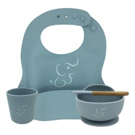 Papu Baby Set Papu Baby De 1 Babero, 1 Vaso Y 1 Plato Hondo/bowl Con Color Azul claro
