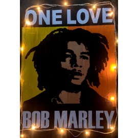 ICC Bob Marley Laughing Poster 30x40 In Hippie Bohemian Tapestry Psychedelic Flag Gift Wall Hanging Dorm Decor Blanket Tapestries Hippy Hippie Rasta Reggie Collage Mat Decoration (Yellow Orange)