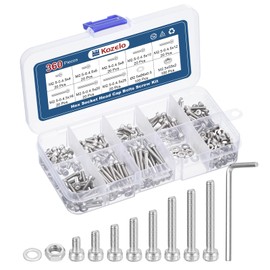 Kozelo 360pcs M2.5 Socket Head Cap Screws Bolts Nuts Assortment Kit - [M2.5x4/6/8/10/12/16/20/25mm] 304 Stainless Steel Allen Socket Drive for 3D Printer with Allen Wrench