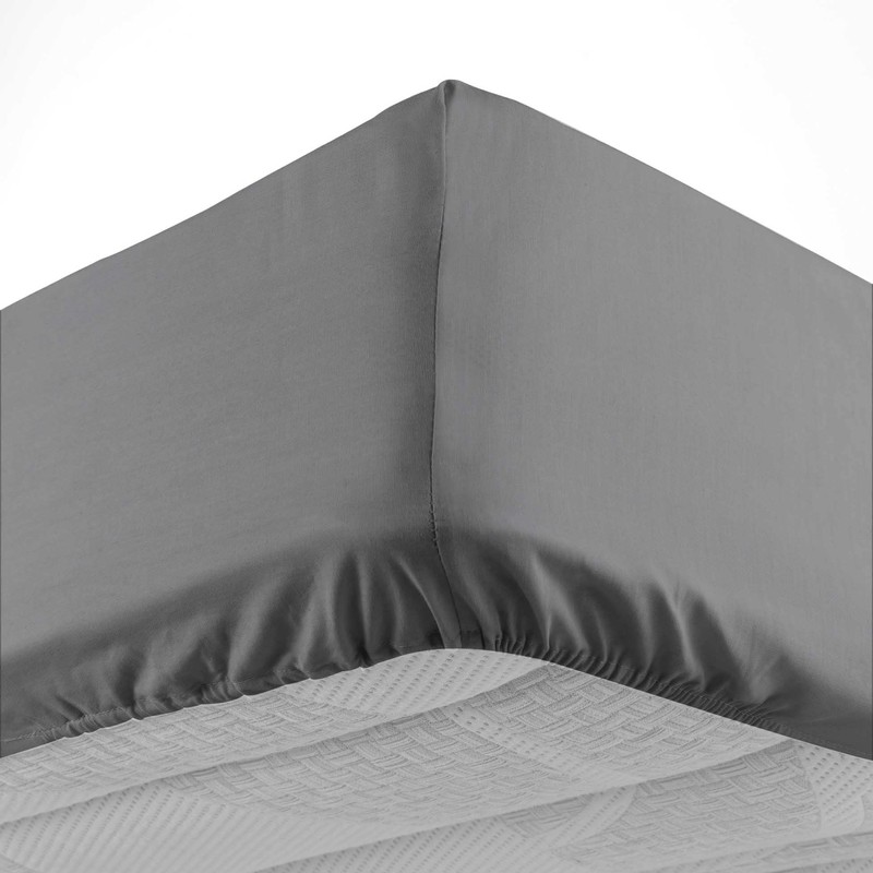 douceur d'intérieur, Fitted Sheet 160 x 200 cm Charcoal Grey