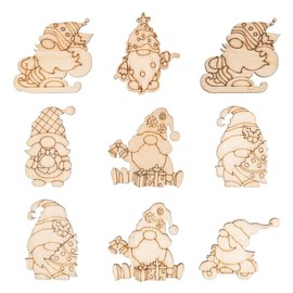 Ideen mit Herz Wooden Scatter Decoration | Wooden Motifs | Gnome | Table Decoration | Includes Wooden Box | 63 Pieces | 6 Different Designs (3 x 7 Pieces, 3 x 14 Pieces