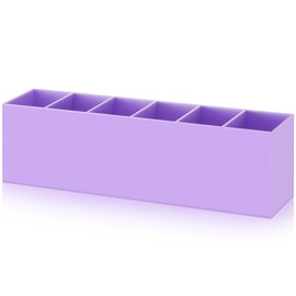 Jetec Acrylic Pen Holder 6 Compartments Pencil Holder Stationery Organizer Makeup Brush Holder for Desk Accessories, Cosmetic Brushes, Dorm, Home, Bathroom, Kitchen, Office Supplies(Purple)