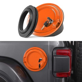 JeCar Locking Fuel Filler Cover Gas Tank Door Aluminum Alloy Exterior Accessories Compatible with Jeep Wrangler JL & Unlimited 2018-2023, Orange