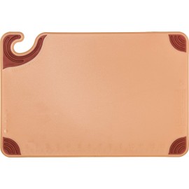 San Jamar Saf-T-Grip Plastic Cutting Board with Safety Hook, 12" x 18" x 0.5", Brown, (Pack of 6)