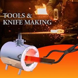 Propane Gas Forge Single Burner - Portable Blacksmithing Forge Kit for Knife Making Professionals Artists Hobbyists Farrier Forging Blacksmith Tools Equipment Stainless Steel Round Forge -Complete kit