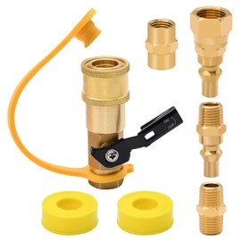 7pcs Propane Quick Connect Fittings,1/4" RV Propane Quick Connect Fittings Adapter with 3/8" Flare x 1/4" NPT Male Pipe Half-Union Fitting 1/4" Male NPT 1/4" Female NPT (7 Pieces)